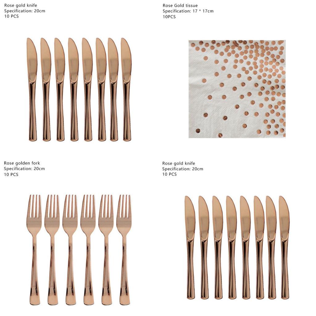 Elegant Rose Gold Stamping Party Tableware Supply Decor For Wedding And Birthday Celebrations