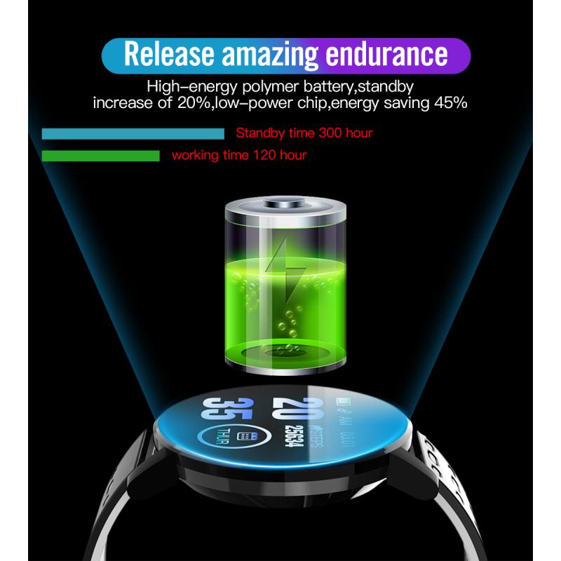 Bratara inteligenta Tensiunea arteriala Impermeabil Sport Rotund Smartwatch Ceas inteligent Tracker fitness Pentru