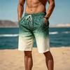 Men's gradient geometric print quick drying beach shorts, breathable and fashionable, suitable for all summer occasions.