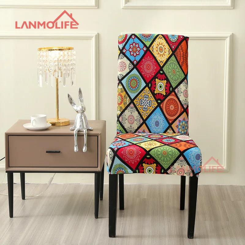 1PC Printing Elastic Dining Chair Cover Stretch Seat Case Slipcovers Chair Covers for Dining Room Wedding Hotel Banquet Office