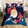 Koi Fish Duvet Cover Set Carp Tie Dye Bedding Sets Traditional Chinese Ink Art Bedspread Lotus Leaf Nature Quilt Cover Full Size