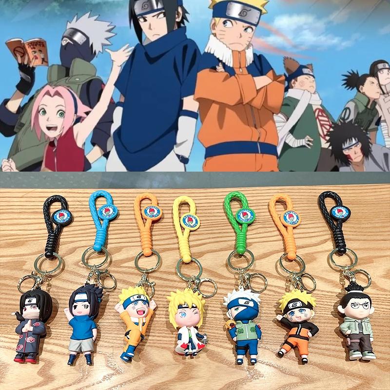 Naruto Anime Sasuke Keyring Pendant Doll Pvc Figure Toy Bag Keychain Decor Gift