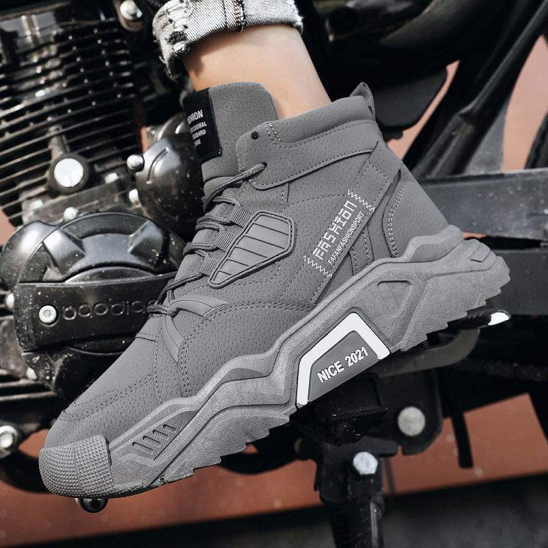 Autumn New Martin Boots Men's Casual High-top Men's Shoes Korean Version Trendy Versatile Winter Velvet Snow Tooling Boots