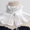 Vintage Ruffle Stand False Collar with Ribbon Tie for Women Victorian Detachable Neck Ruff Decorative Shawl Cape Boleros