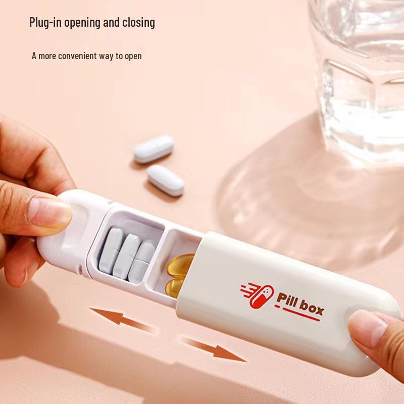 Travel Mini Medicine Box with Three Compartments - Sealed & Moisture-Proof for Cross-Border Use