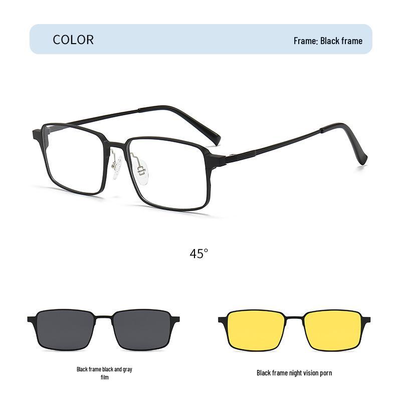 Men s Polarized Night Vision Sunglasses with Magnetic Clip-on Lenses - Myopia Frame 5015