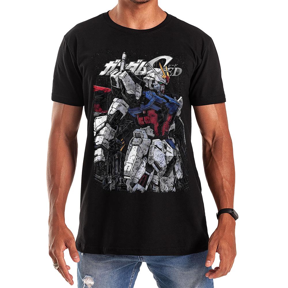 Summer T-shirt Gundam Mecha Anime Men and Women Harajuku Vintage Short Sleeve Oversized Casual Loose Fitness Comfortable Y2k Top