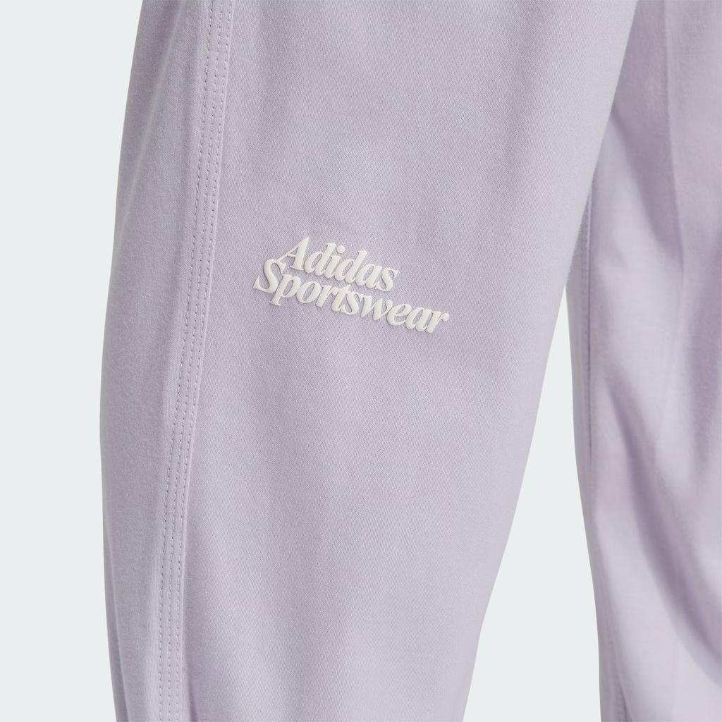 Adidas Cotton Joggers With Letter Logo Print Women Bottoms Silver IM8863