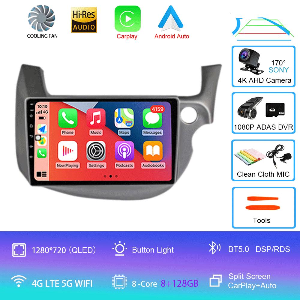 Car Radio Android 14 Carplay For HONDA FIT JAZZ 2007 - 2013 Navigation Multimedia Player Stereo 5gWiFi+4G BT DVD Head Unit Auto