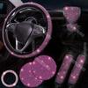 Car Sparkling Rhinestone Car Interior 7/2Pcs Set Stylish Polyester Steering Wheel Protection Steering Cover Cup Coasters Suit