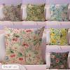 Vintage Fruit Floral Cottage Garden Cushion Cover Durable Hypoallergenic Organic Linen Short Pillow Cover Washable