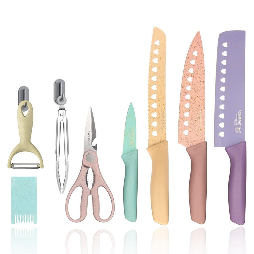 Utaki Knife Set Vegetable Bread Paring Finger Kitchen Set Chef's Knife, Knife, Knife, Knife, Scissors, Peeler, Tongs, Guard, Knife, 8-Piece