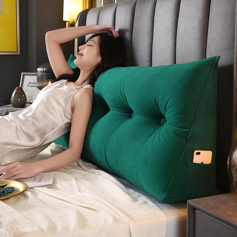 Triangle Large Backrest Lumbar Support Cushion - Solid Color Sofa & Bed Pillow