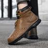 Men Boots Autumn Winter New Handmade High-top Casual Shoes Outdoor Non-slip Hiking Men Shoes Leather Male Motorcycle Boots Trave