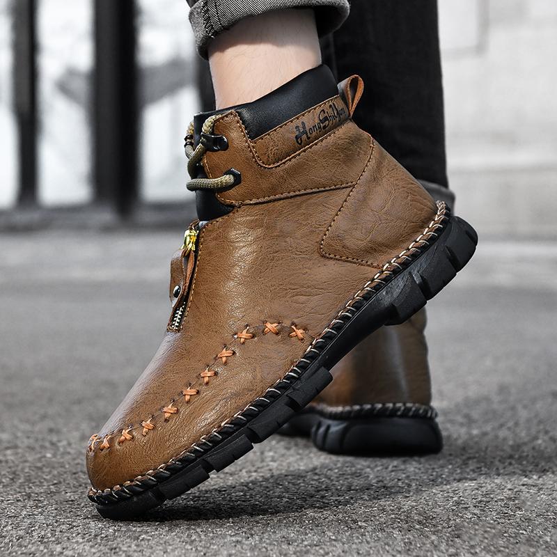 Fashion Handmade men's casual high top shoes High quality minimalist style Leisure Business Outdoor comfortable shoes autumnd winter