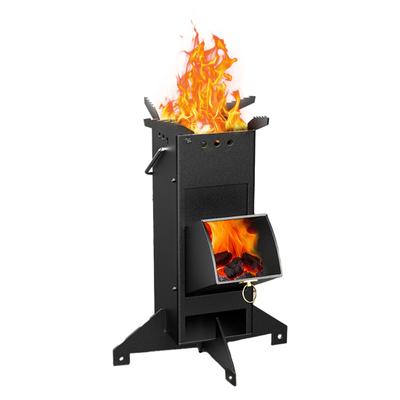 Tragbarer Holzofen Outdoor Camping Wandern Picknick BBQ Kochen Raketenofen mit Griff Edelstahl Holzvergaser Campingkocher