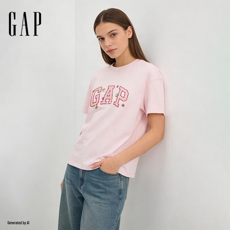GAP Women s 2026 Spring Cotton Cross-Stitch Logo Short Sleeve T-Shirt
