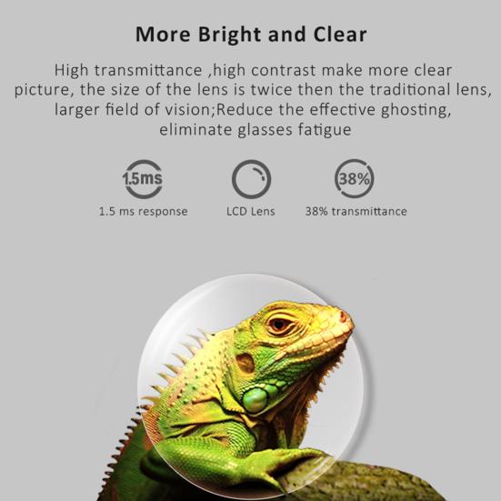 GetD GL1600 3D Glasses High Transmittance Active Shutter Black Clear Picture Movie Glasses for DLP LINK 3D Projectors