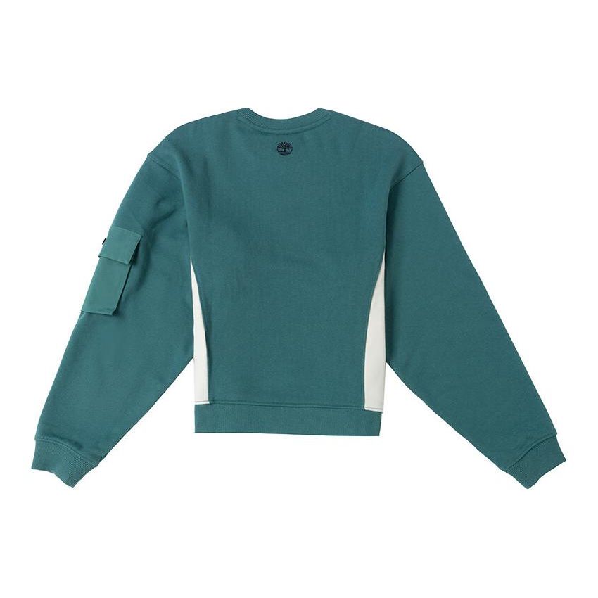 Timberland Color Block Loose Casual Round Neck Pullover Long Sleeve Sweatshirt Women Sweatshirt Green A5TDK-CL6