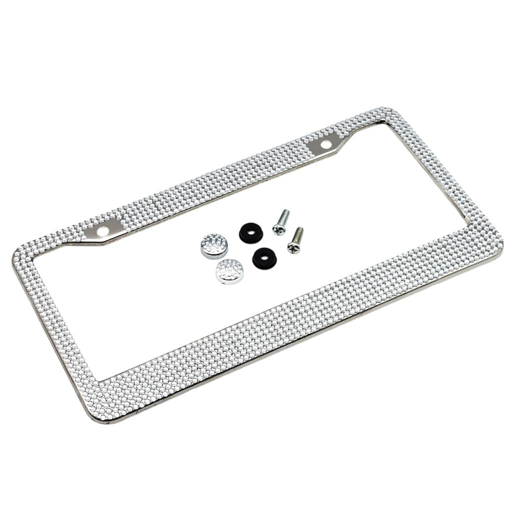 31cm Stainless Steel  Diamond License Plate Holder Screw  Refit Fixed Black License Plate Holder Personality Auto