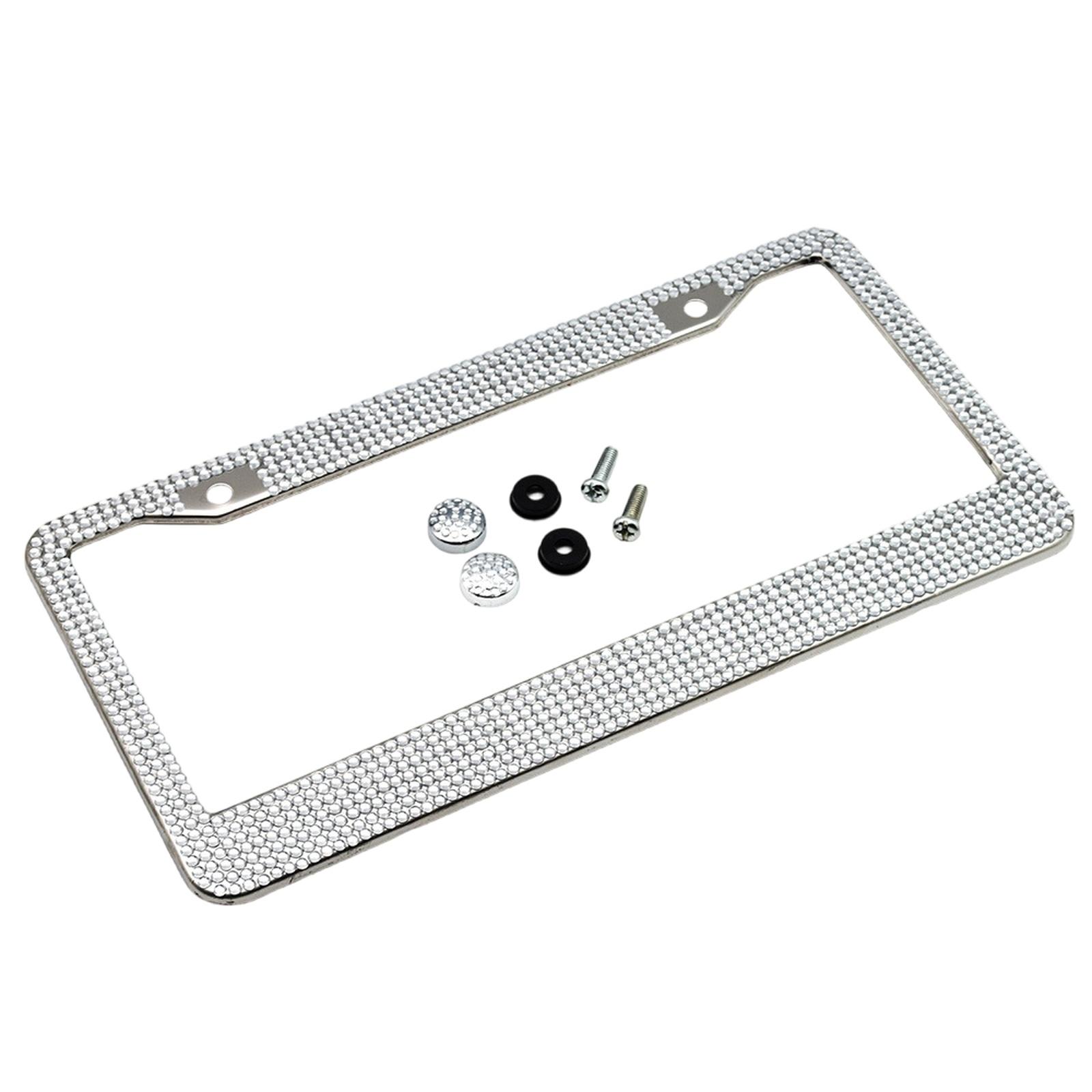 

31cm Stainless Steel Diamond License Plate Holder Screw Refit Fixed Black License Plate Holder Personality Auto One Size