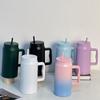 Car Big MAC Ice Bullock Cup Stainless Steel Cup Straw Cup Simple Handle Cup Double Vacuum Large Capacity Car Cup