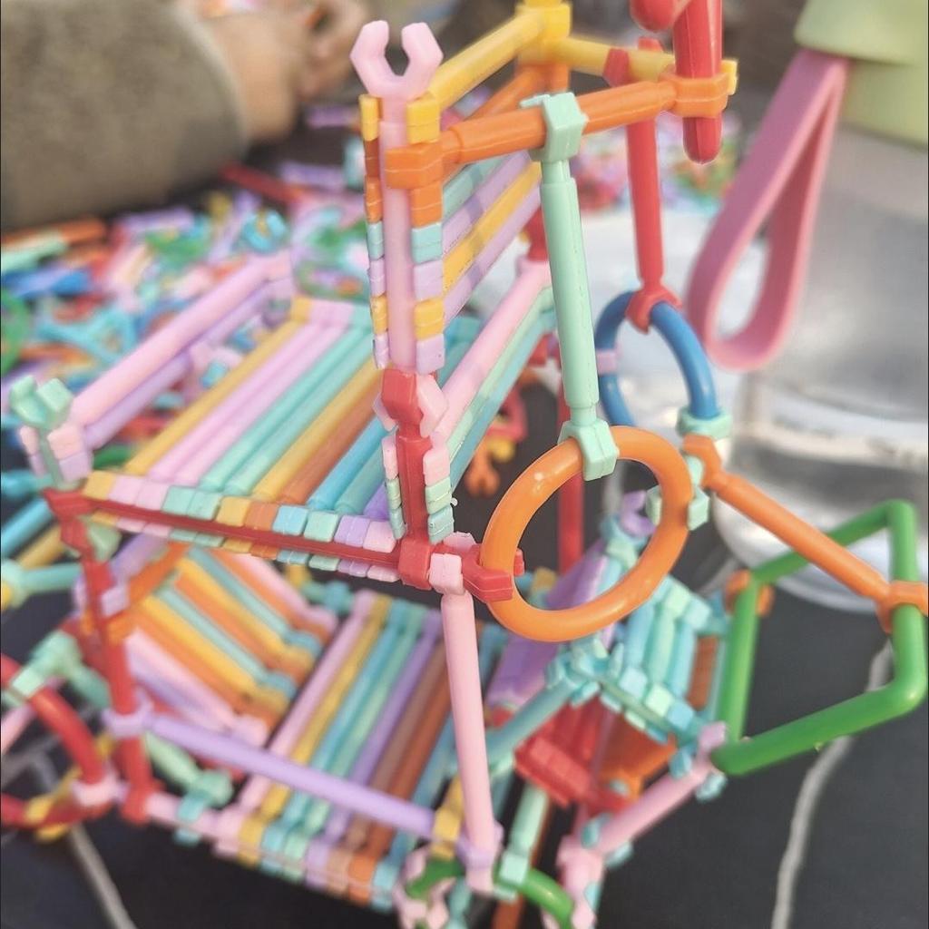Kids DIY Straw Building Blocks, STEM Educational Magic Sticks, Creative Interlocking Construction Toys for Toddlers