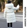 Thick and Warm Down Jacket for Girls, Medium and Long Coat for Children, White Duck Down Winter Coat