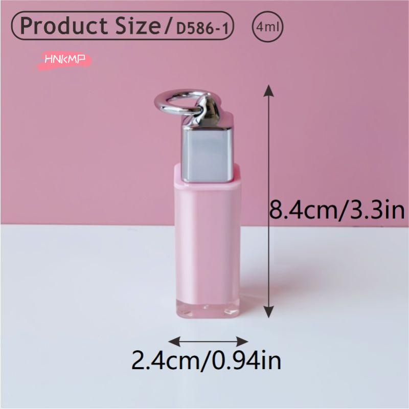 4ml Leerer Lipgloss-Tiegel Klarer Quadratischer Kosmetikbehälter mit Großer Bürste Schlüsselanhänger Lipgloss-Tiegel Make-up-Probenflasche