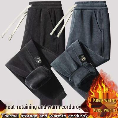 Boys' Fleece-Lined Jogger Pants, Thickened One-Piece, Winter Casual Wear 2024