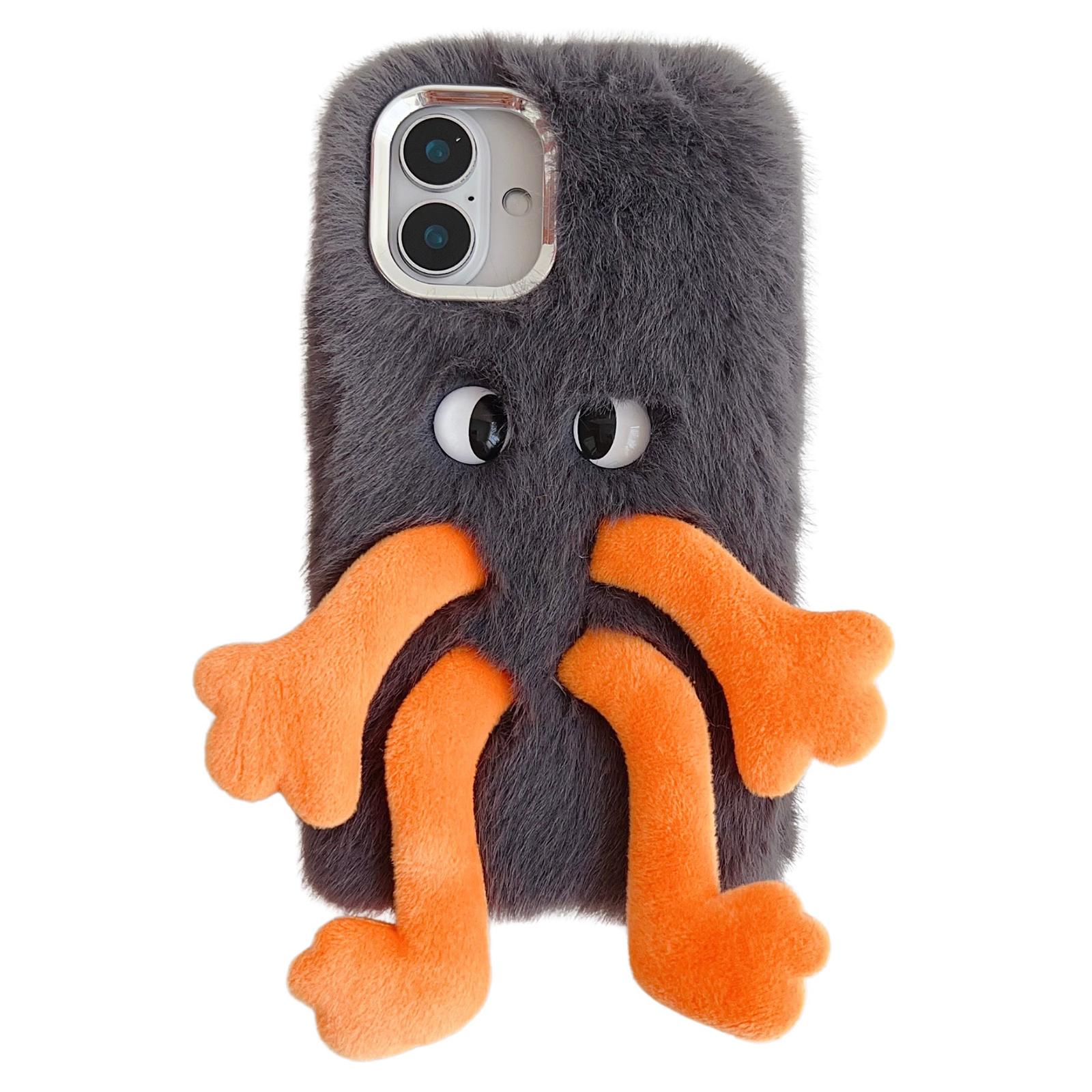 

Пушистый чехол для iPhone 16 с длинной ногой и выразительным глазом, ТПУ мобильный чехол Black