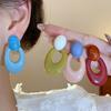 Silver Needle Oval Hollow Acrylic Stud Earrings - Light Luxury Versatile Accessories