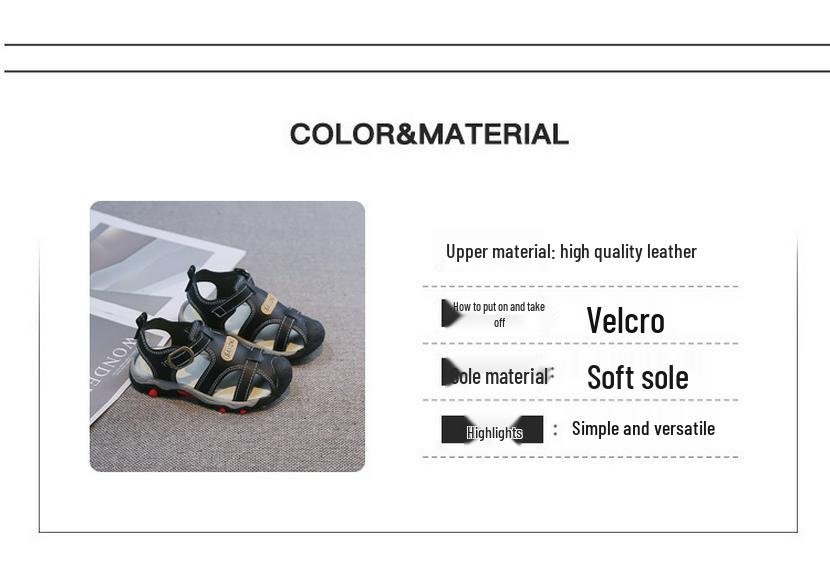 Breathable Boys' Non-slip Closed-toe Sandals for Outdoor Beach - Summer 2026 Primary School Kids with New Soft Sole