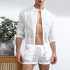 Long-sleeved Shirt Casual Shorts Fashion Men's Suits Men's Clothes with Sets of Summer Suits Sportswear