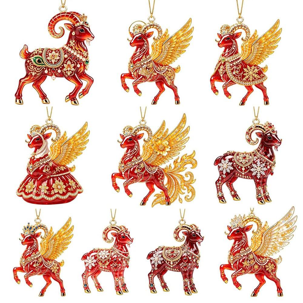 Shining Goat Pendant 2D Flat Animal Hanging Decoration Zodiac Goat Souvenir  Holiday Party Decor