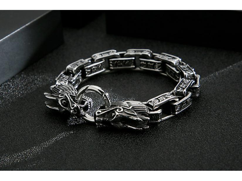 Men's Retro Titanium Steel Dragon Bracelet - European & American Fashion