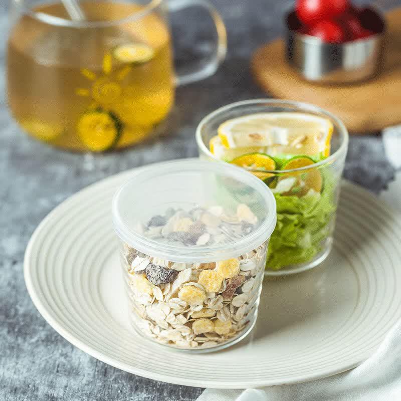 Deouxingguang Striped Glass Pudding & Salad Cups with Lids