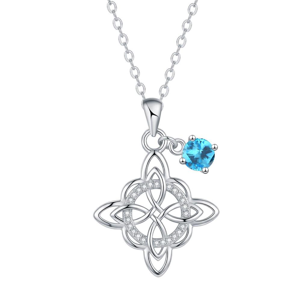 Twelve Zodiac Stones Witch Knot Necklace - Elegant Clavicle Chain Pendant Birthday Gift