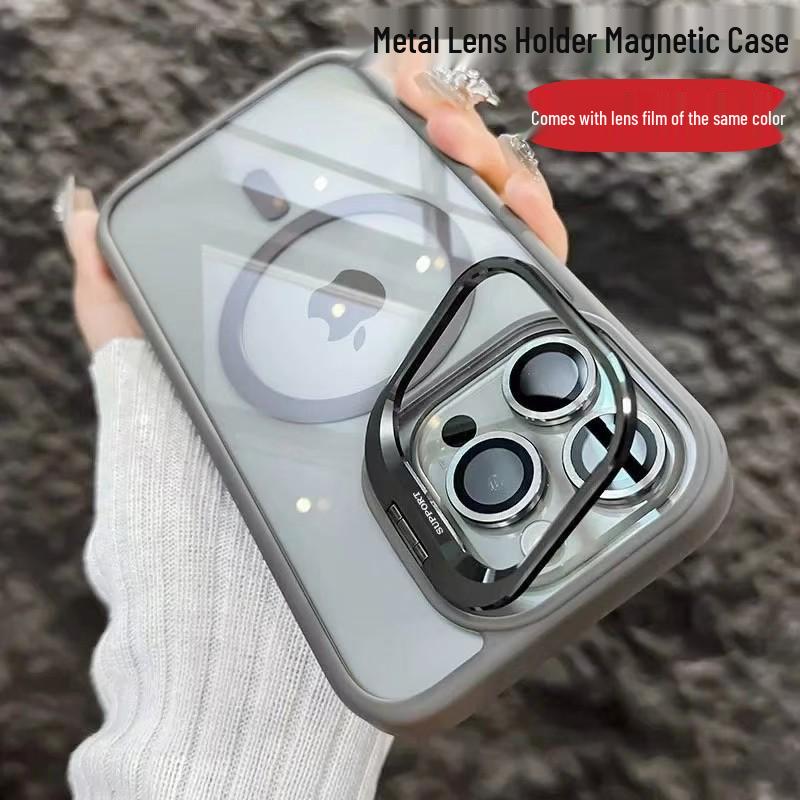iPhone 16 PRO Magnetic Lens Holder Case, Transparent Acrylic, Anti-Fall, also fits iPhone 15/14.