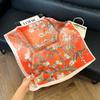 Fashion Black and White Printing Temperament Square Scarf Imitation Silk Korean Version Decorative Scarf Scarf Professional Decorative Shawl Silk Scar
