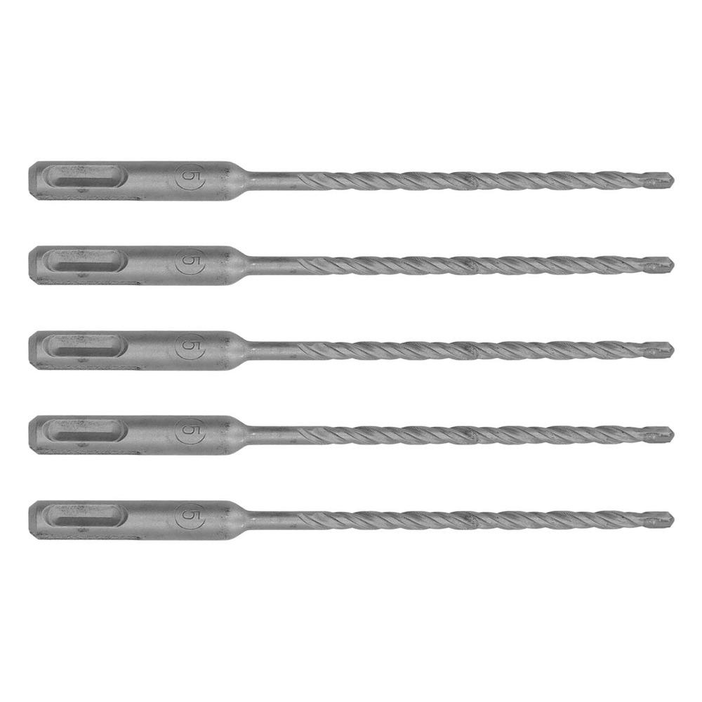 5pcs SDS-plus Rotary Hammer Drill Bit 2 Flute Masonry Drill Bit Carbide Tip Drill Bit  For Brick