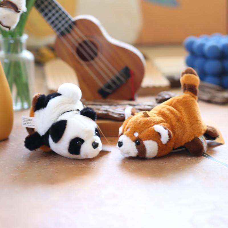 Lovely Reversible Panda Plush Toy Fluffy Raccoon Keychain Doll