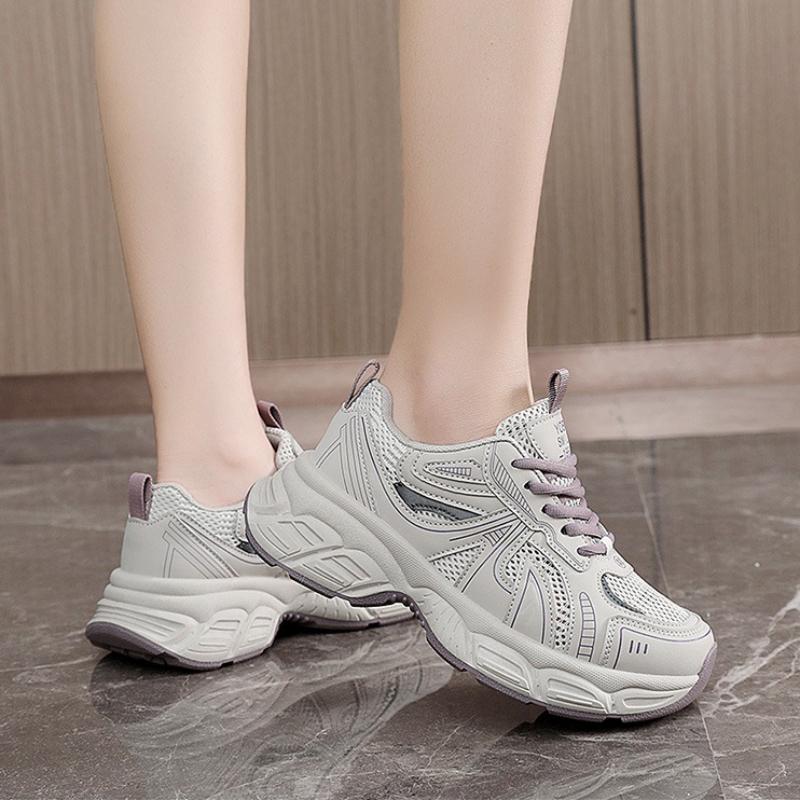 Spring Autumn Women's Platform Shoes New Mesh Breathable Casual Sneakers Fashion Versatile Women's Dad Shoes Tenis De Moda 2025