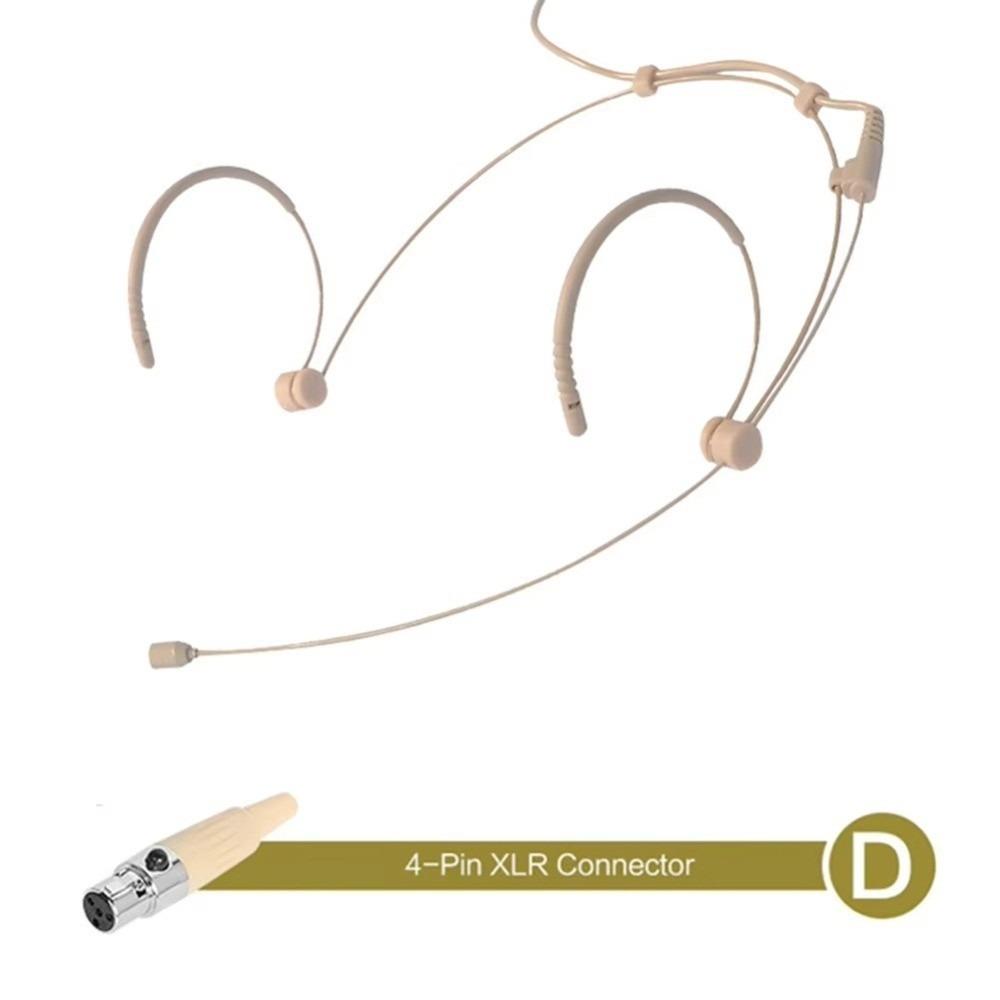 New Beige Headset Mic Wireless 3.5mm 3 Pin Headworn Microphone Double Earhook Amplifier Voice Speaker Microphone Accessories