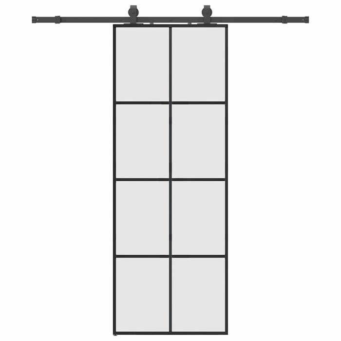 VidaXL Porte coulissante kit de quincaillerie noir 76x205 cm verre ESG, porte intérieure, porte de grange intérieure, porte 3375803
