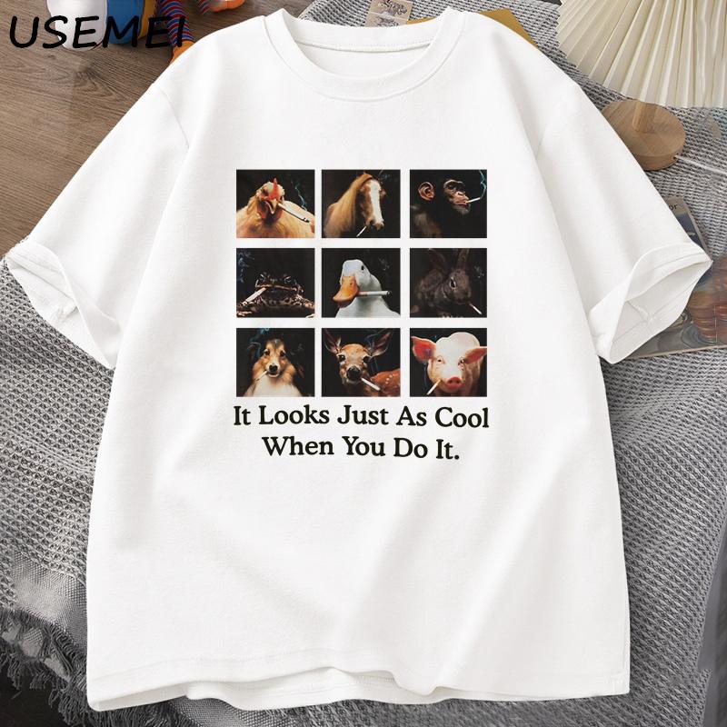 Es sieht genauso cool aus, wenn du es tust T-Shirt Unisex Damen Baumwolle Kurzarm Lustiges Meme T-Shirt Unisex Lässig Rundhals T-Shirts