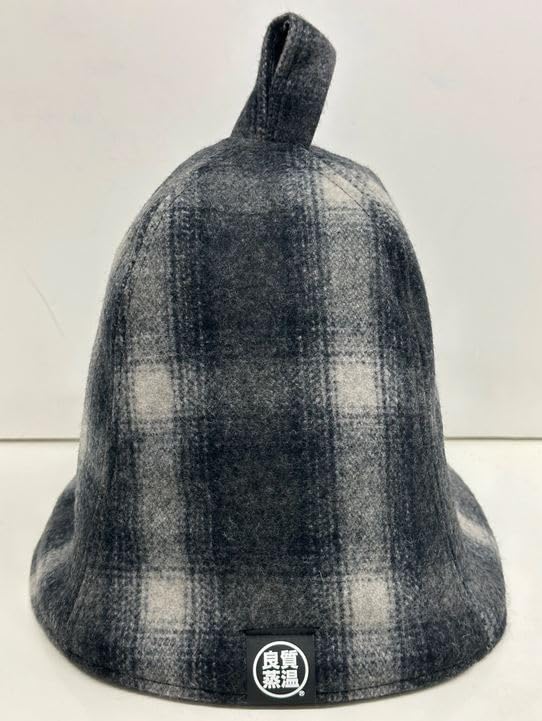 Checkered Melton wool & next-generation 3-layer polyester mesh sauna hat. Extra large! Original product. Unisex. Loose fit.