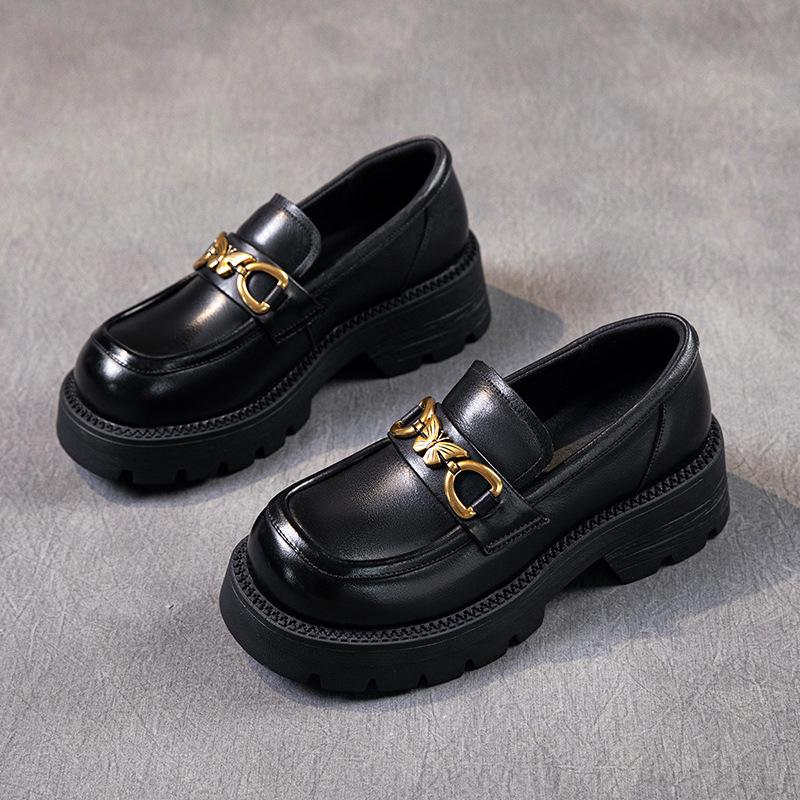 Heavy Industry First-layer cowhide loafers for women s autumn 2025 new leather retro one-pedal small leather shoes 35 8965₽