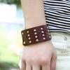   Bracelet Split Leather   Snap Button Rivet   Vintage Wrist Jewelry(Black )
