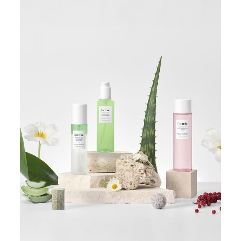Farmic Superful Vege High Moisturizing Gel Cleanser Toner Serum Mist Skincare Set NONE